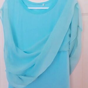 ELIE TAHARI 100 % SILK DOUBLE LAYER BLOUSE SIZE LARGE